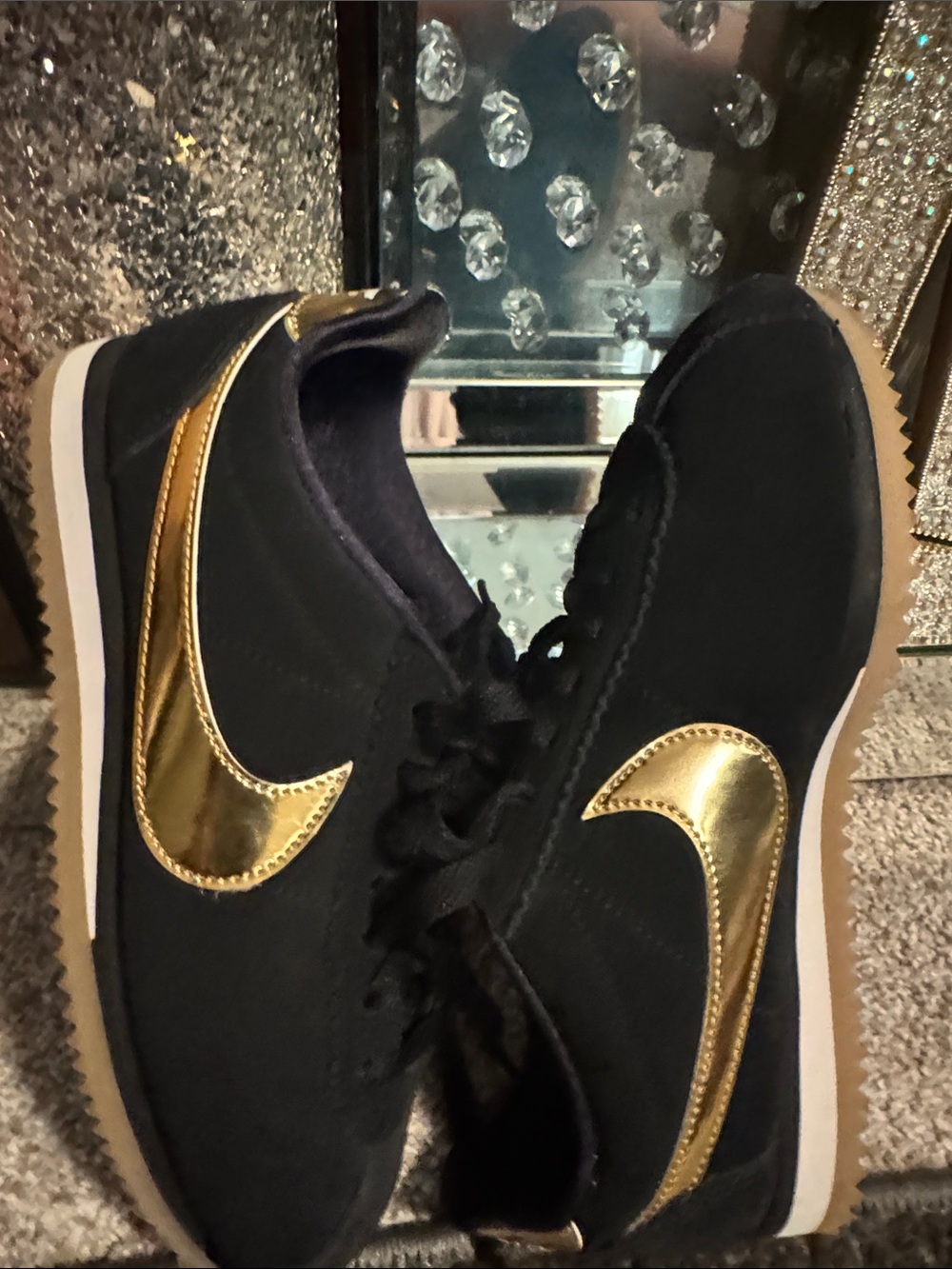 Nike  Women Black Sneakers with Metallic Gold Heel